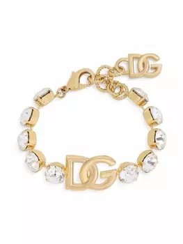 Браслет с кристаллами и логотипом Dolce & Gabbana, золотой