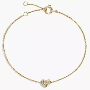 Браслет с мини-бриллиантами в форме сердца из желтого золота 14 карат Blue Nile