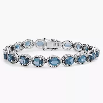 Браслет с ореолом из голубого и белого топаза в Лондоне из стерлингового серебра (7x5 мм) Blue Nile