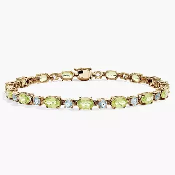 Браслет с перидотом и небесно-голубым топазом из 14-каратного желтого золота Blue Nile