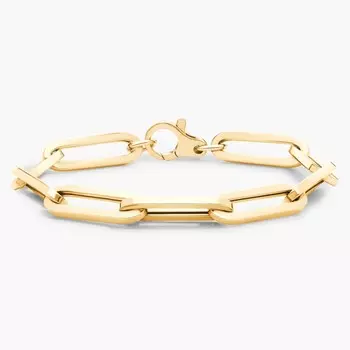 Браслет-скрепка 7,5 дюйма из итальянского желтого золота 14 карат (7 мм) Blue Nile