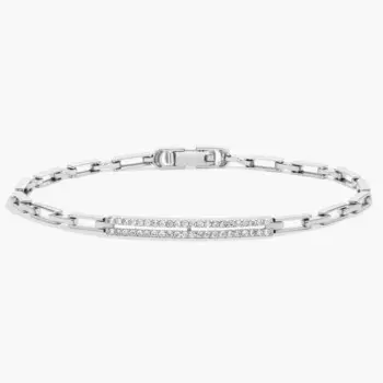 Браслет-скрепка с бриллиантами Pav из белого золота 14 карат (1/4 карата) Blue Nile
