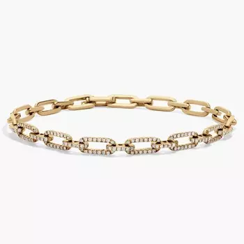 Браслет-скрепка с бриллиантами Pav из желтого золота 14 карат (3/5 карата Tw.) Blue Nile