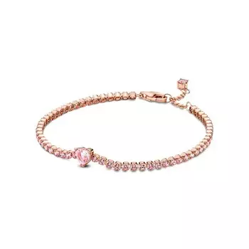 Браслет Sparkling Heart Tennis Pandora, покрытие - розовое золото