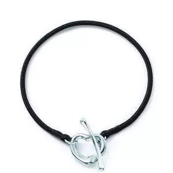 Браслет Tiffany & Co. Elsa Peretti Open Heart Silk, серебро/черный шелк