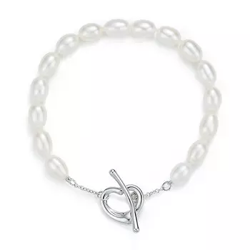 Браслет Tiffany & Co. Elsa Peretti Open Heart Pearl, серебро
