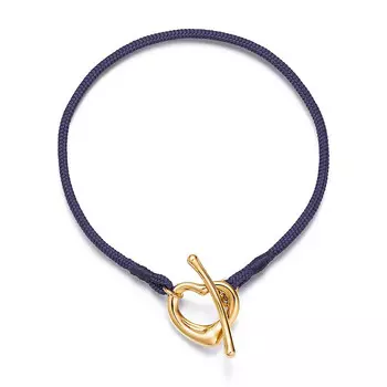Браслет Tiffany & Co. Elsa Peretti Open Heart, золото/фиолетовый шелк