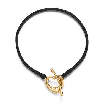 Браслет Tiffany & Co. Elsa Peretti Open Heart, золото/черный шелк