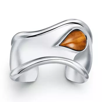 Браслет Tiffany & Co. Elsa Peretti Small Bone, серебро/тигровый глаз