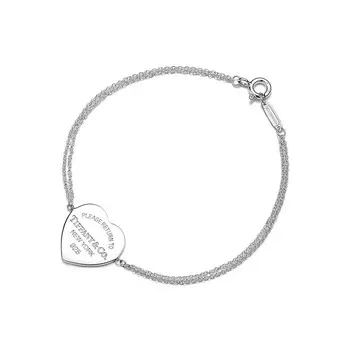 Браслет Tiffany & Co. Return to Tiffany Heart Tag Double Chain, серебро