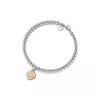 Браслет Tiffany & Co. Return to Tiffany Heart Tag Bead, серебро/розовое золото