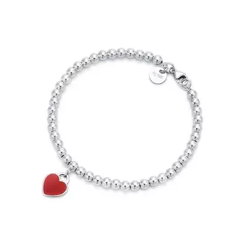 Браслет Tiffany & Co. Return to Tiffany Red Heart Tag Bead, серебро