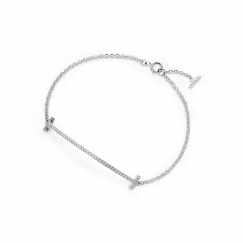 Браслет Tiffany & Co. T Smile, белое золото/бриллианты