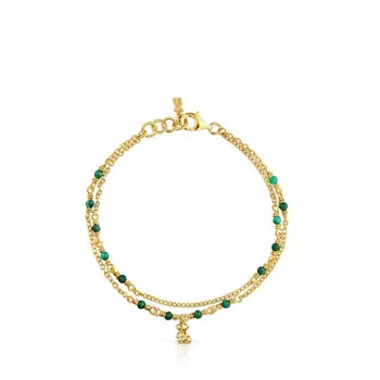 Браслет Tous Bold Bear, позолоченное серебро/малахит