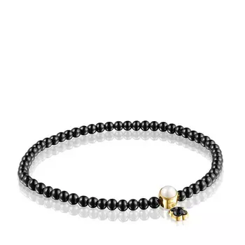 Браслет Tous Glory In Onyx And Silver Vermeil With Pearl, черный