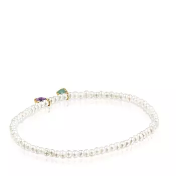 Браслет Tous Glory, позолоченное серебро/жемчуг/амазонит/аметист