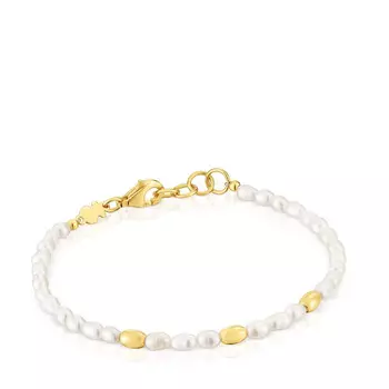 Браслет Tous Gloss, серебро с 18-каратным золотым покрытием/жемчуг