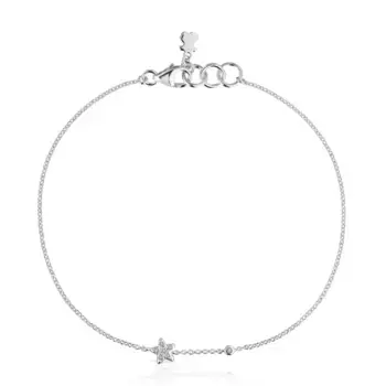 Браслет Tous Grain Star Chain, белое золото/бриллианты