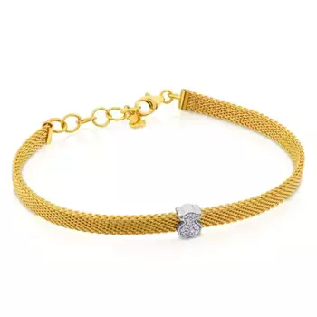 Браслет Tous Icon Mesh Bear Motif, золото/белое золото/бриллианты