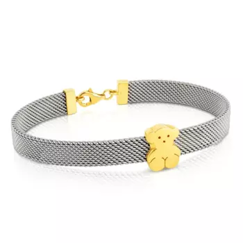 Браслет Tous Mesh Bear Motif, сталь/золото