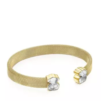 Браслет Tous Mesh Color Gold-Colored IP Steel With Howlite, позолоченное серебро