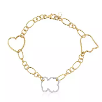 Браслет Tous New Silueta Two-tone Chain With Motifs, позолоченное серебро/серебро