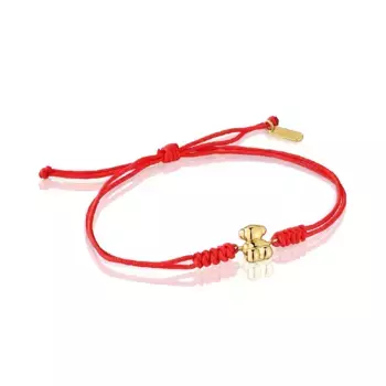 Браслет Tous Red Nylon And Gold Bear Bold Bear, золото/красный