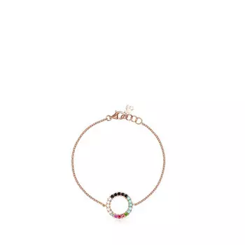 Браслет Tous Straight Disc With Gemstones, розовое серебро