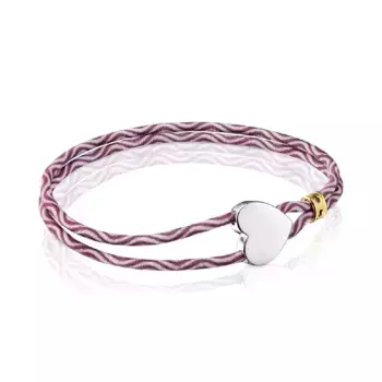 Браслет Tous Sweet Dolls Elastic Heart, серебро/бордовый