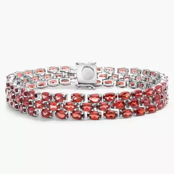 Браслет Trio Oval Garnet из стерлингового серебра (5x3 мм) Blue Nile