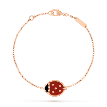 Браслет Van Cleef & Arpels Lucky Spring, божья коровка с закрытыми крыльями, 18-ct розовое золото, сердолик, оникс