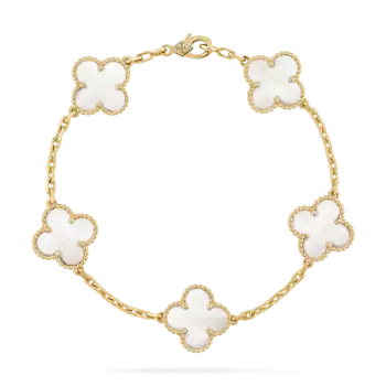 Браслет Van Cleef & Arpels Vintage Alhambra, 5 мотивов, 18-ct желтое золото, перламутр