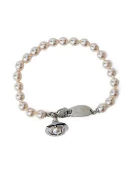 Браслет Vivienne Westwood Orb-plaque с жемчугом, серебряный