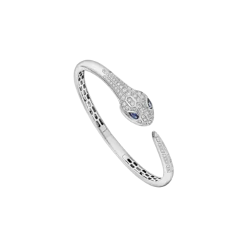 Браслет «змея» из белого золота с сапфирами и бриллиантовым паве. Bulgari