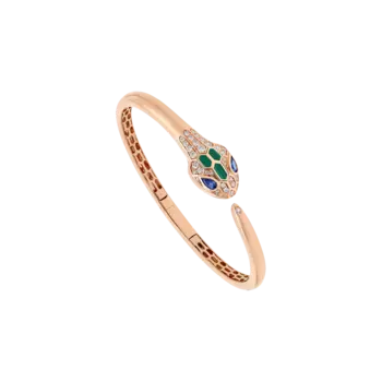 Браслет «змея» из розового золота с бриллиантами, сапфирами и малахитом Bulgari