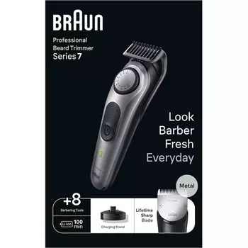 Braun Series 7 BT7420 Профессиональный триммер для бороды для мужчин 40 настроек длины Инструменты для парикмахеров Зарядная база Дорожный чехол Шаблон для подбородка Аккумулятор Oral-B