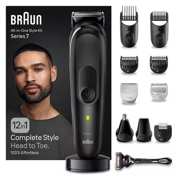 Braun Series 7 Универсальный набор для ухода за телом Триммер/машинка для стрижки волос 12-в-1 для мужчин Водонепроницаемая 100 мин. Беспроводная система управления — MGK7460 — новинка