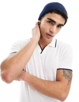 Brave Soul — белая рубашка-поло с контрастными полосками по краям и открытым воротником