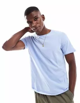 Brave Soul - Футболка с короткими рукавами светло-голубого цвета с необработанными краями