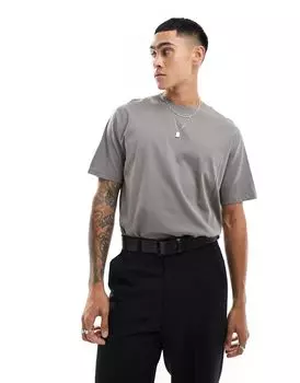 Brave Soul – серая футболка с высоким воротником оверсайз