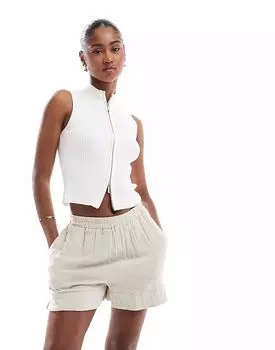 Brave Soul - Жилет в рубчик кремового цвета с застежкой-молнией