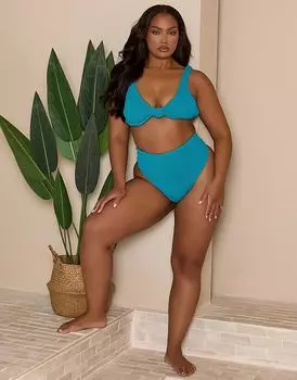 Бразильские плавки-бикини Moda Minx Curve с защипами в бирюзовом цвете