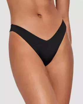 Бразильские плавки бикини с V-образным вырезом из однотонной ткани Gisela, черный