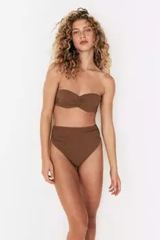 Бразильские плавки бикини с высокой талией H&M, коричневый