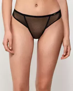 Бразильские трусики из ткани плюмети Gisela, черный
