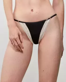 Бразильские трусики с контрастным кружевом Gisela, чёрный