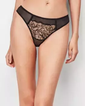 Бразильские трусики с кружевной тканью спереди Gisela, черный