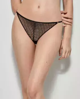 Бразильские трусики с полупрозрачной передней частью Gisela, черный