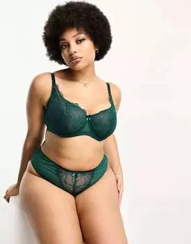 Бразильские трусы изумрудно-зеленого цвета с завышенной талией и кружевом Ivory Rose Curve Ivory Rose