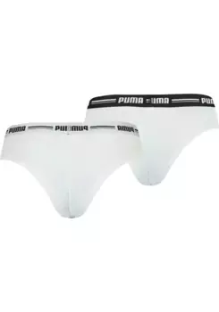 Бразильские трусы PUMA (2 шт.) с мягкими манжетами с логотипом, белый